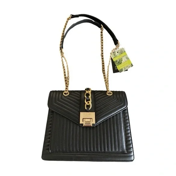 NWT Badgley Mischka Black Quilted Crossbody & Shoulder Bag – Vegan Leather - Picture 3 of 13